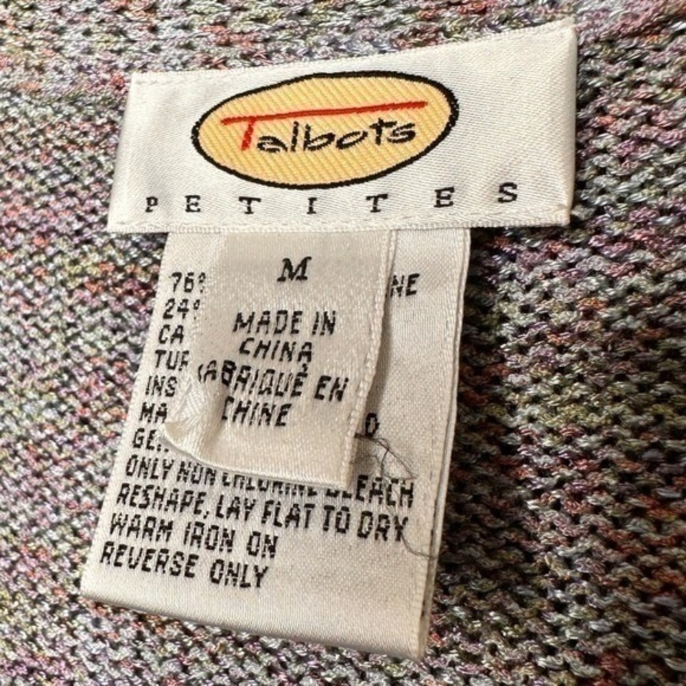 Talbots Petites Medium Cardigan Sweater Pastel Space Dye Knit V-Neck Button Up - Picture 5 of 7